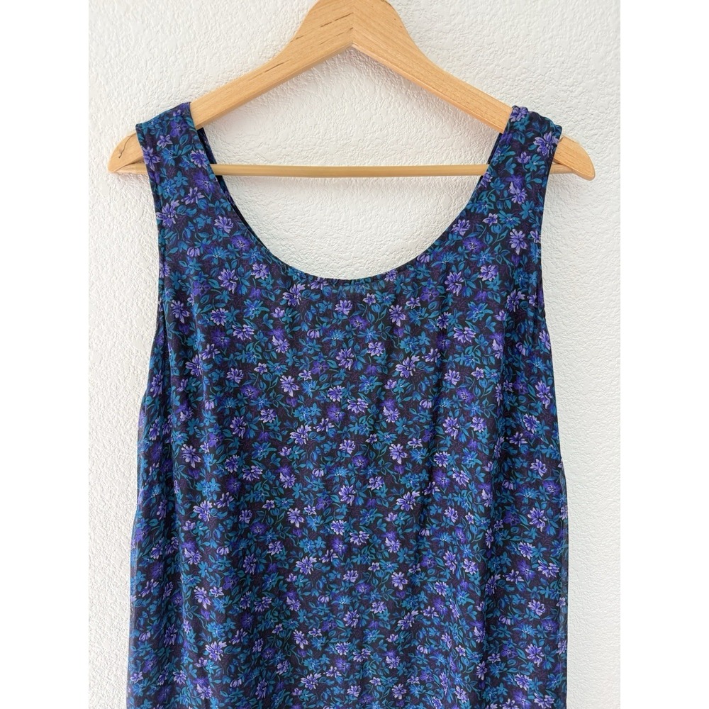 Vtg Robbie Bee Woman 100% Silk Floral Maxi Dress 18W Lined Sleeveless Summer